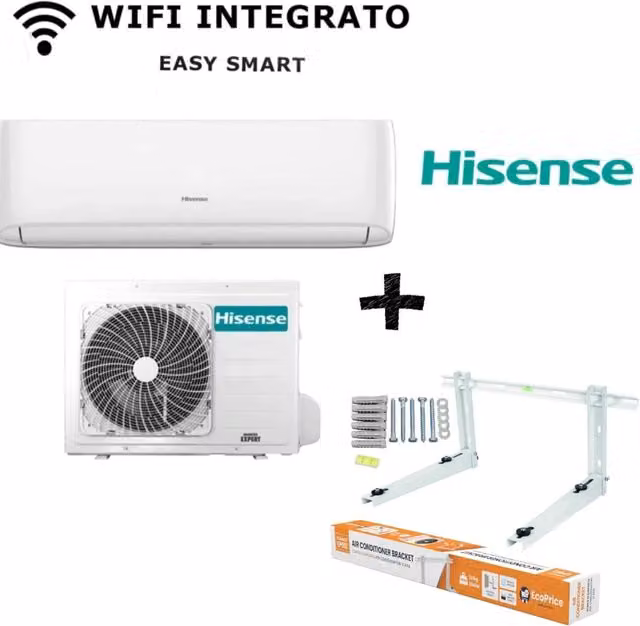 Condizionatore Split Hisense Easysmart 9000 Btu CA25YR4BG+CA25YR4BW R32 con Wi-Fi Classe Energetica A++, Bianco