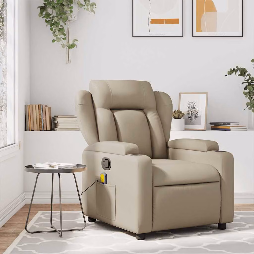 Poltrona Reclinabile Relax vidaXL in Similpelle Beige e Marrone con Braccioli