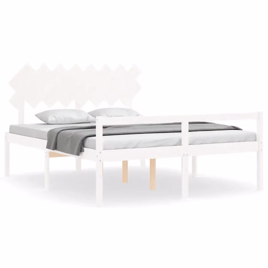 Letto per anziani vidaXL in legno massello di pino bianco con testiera, L/P/H: 160 x 200 x 100,5 cm – 2