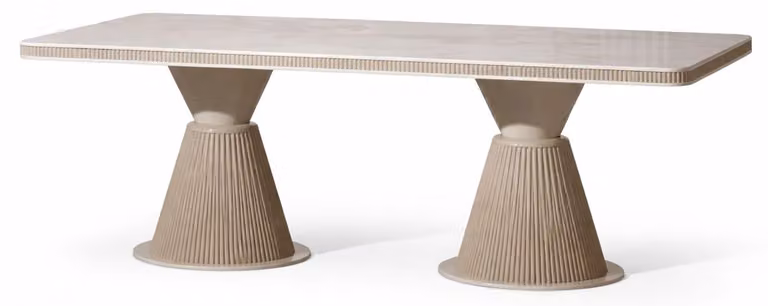 Tavolo da pranzo rettangolare color beige, lussuoso tavolo in legno, mobili da sala da pranzo di alta qualità
