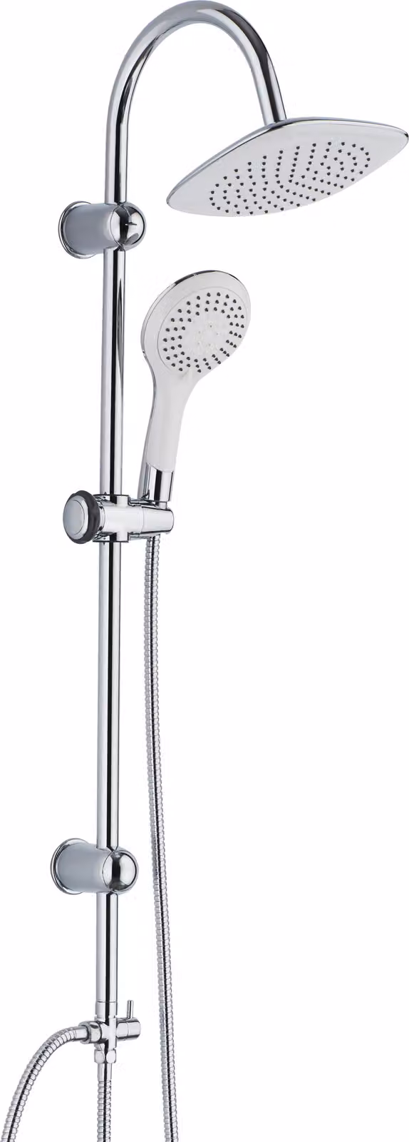Set doccia SCHÜTTE TENERIFFA, doccia a pioggia senza rubinetto, sistema doccia con soffione e doccetta con 5 funzioni, cromo/bianco