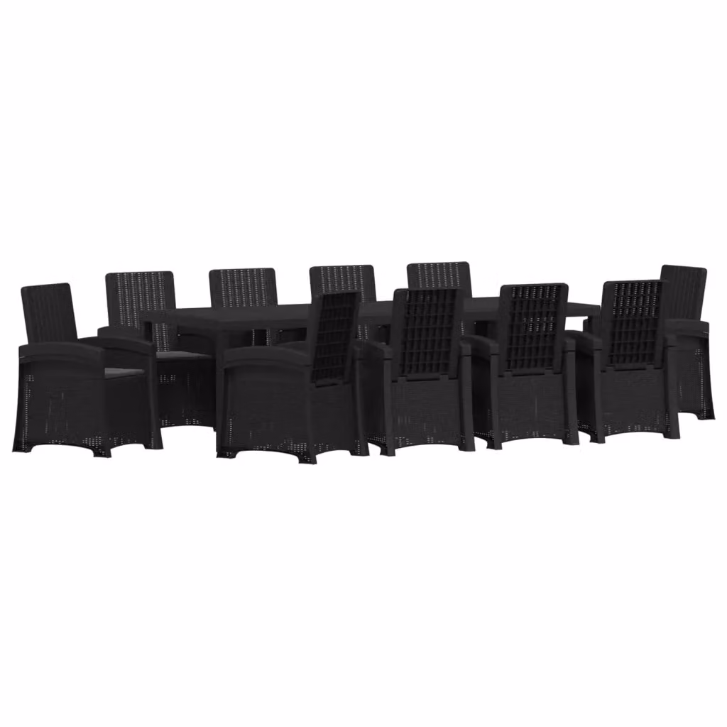 Set da pranzo per giardino e terrazza vidaXL in rattan sintetico 11 pezzi colore antracite – 2