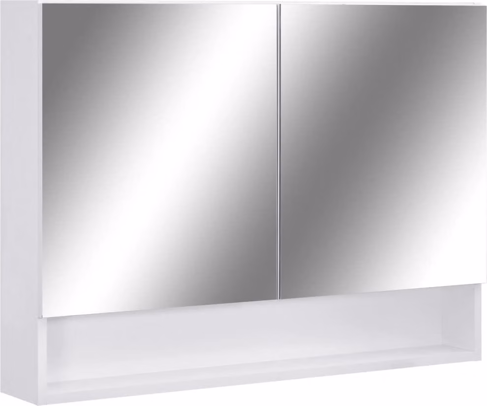 Armadietto a Specchio con LED Bianco 80x15x60 cm in MDF