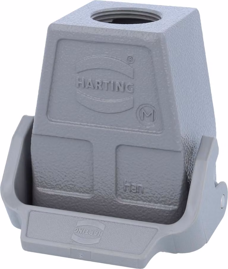 HARTING Han 6B Alloggiamento connettore alto, 1xM25 uscita cavo diritta, con 1 staffa longitudinale Vite M25 Intervallo di serraggio 9,0 mm