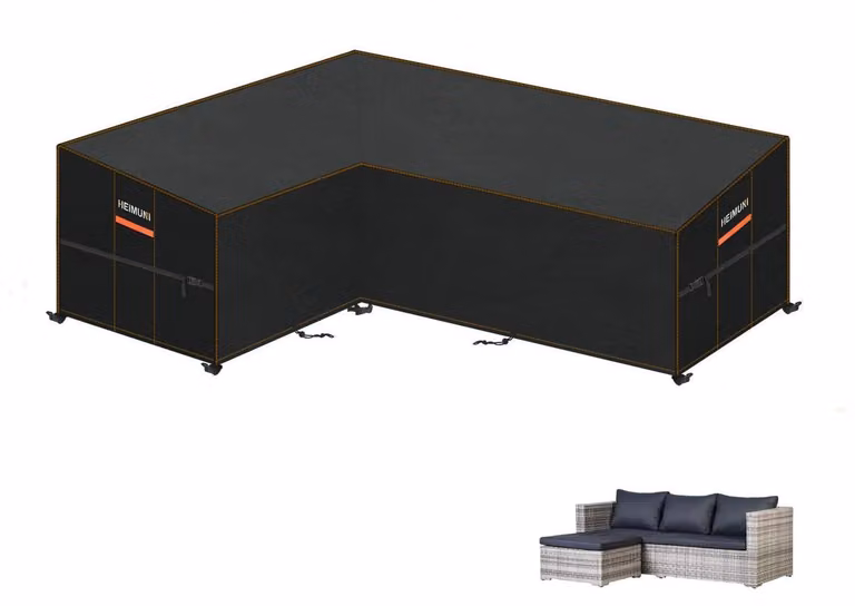 Copertura per mobili da giardino, divano a forma di L, impermeabile, telo protettivo per divani ad angolo, dimensioni 150x215x80x80/65 cm