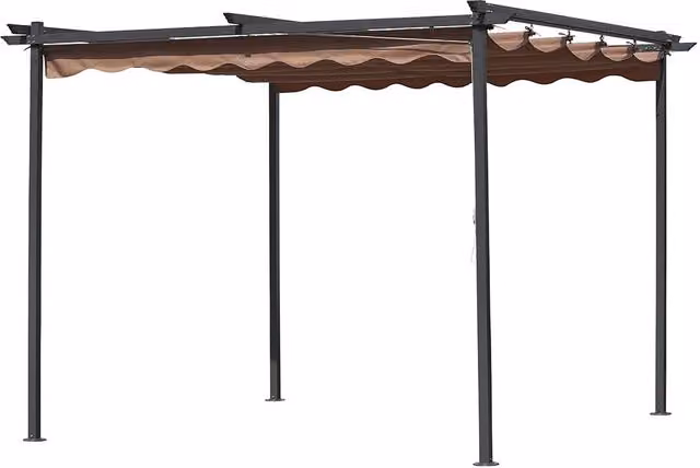 Pergola Gazebo da Giardino Bauer in Acciaio e Poliestere Beige e Marrone L: 300 cm, P: 300 cm, H: 220 cm
