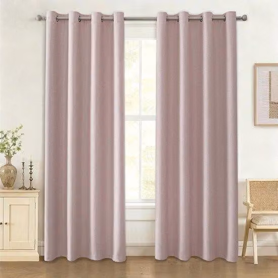 Tende oscuranti isolanti, 140 x 280 cm - Design in lino - Buona capacità di isolamento acustico - 2 pezzi - Rosa - Aspetto in lino