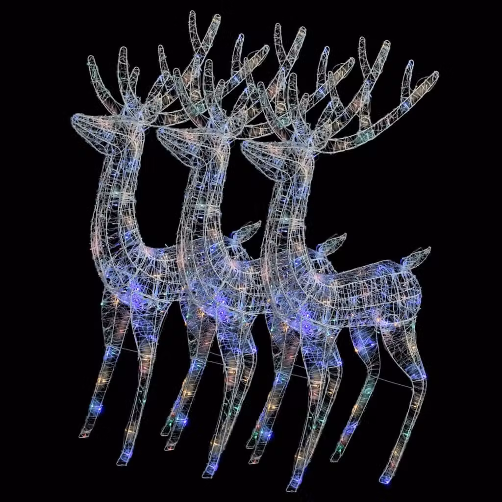Renne di Natale XXL in Acrilico 250 LED 3 pz 180 cm Multicolore