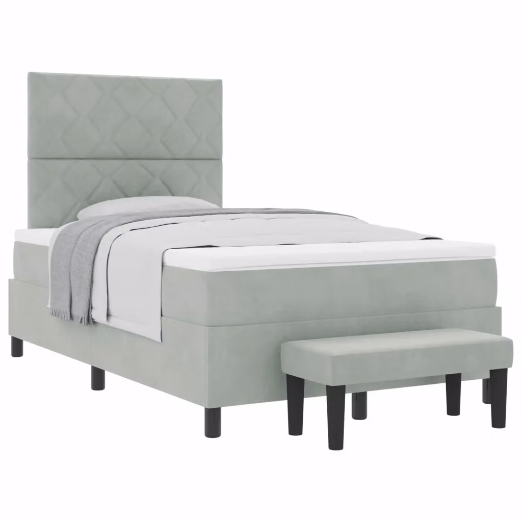 Letto moderno con struttura imbottita in velluto grigio vidaXL L/P/H: 200 x 120 x 128 cm – 2