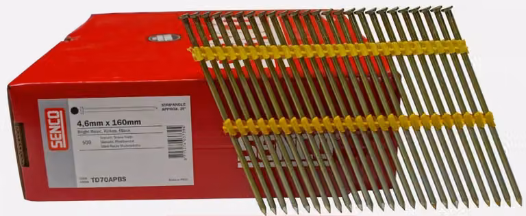 Chiodi a nastro Senco 20° 500 pz. 4,6x160mm TD 70 APBS , grezzo liscio per SN1602, chiodatrice a nastro 20°