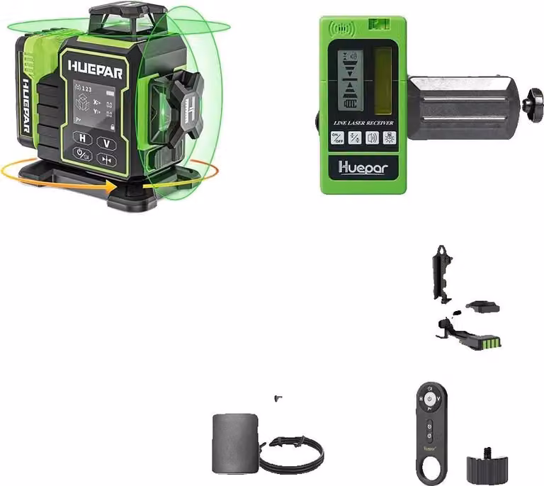 Livella laser, connettività Bluetooth, schermo LCD con retroilluminazione, base rotante elettrica, SET-2