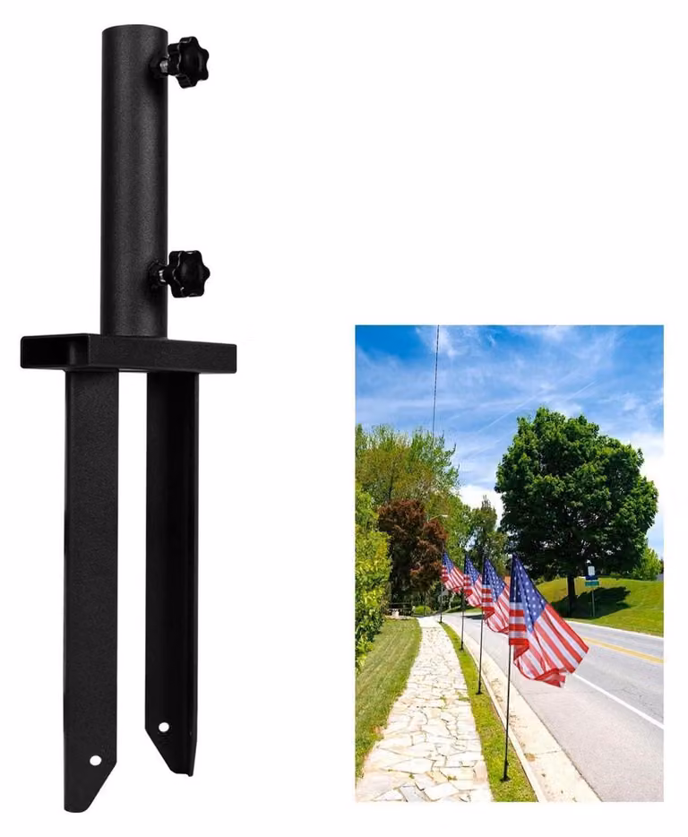 Supporto per ombrelloni, da inserire nel terreno, in metallo, con diametro del palo da 8 a 23 mm, lunghezza 20,3 cm