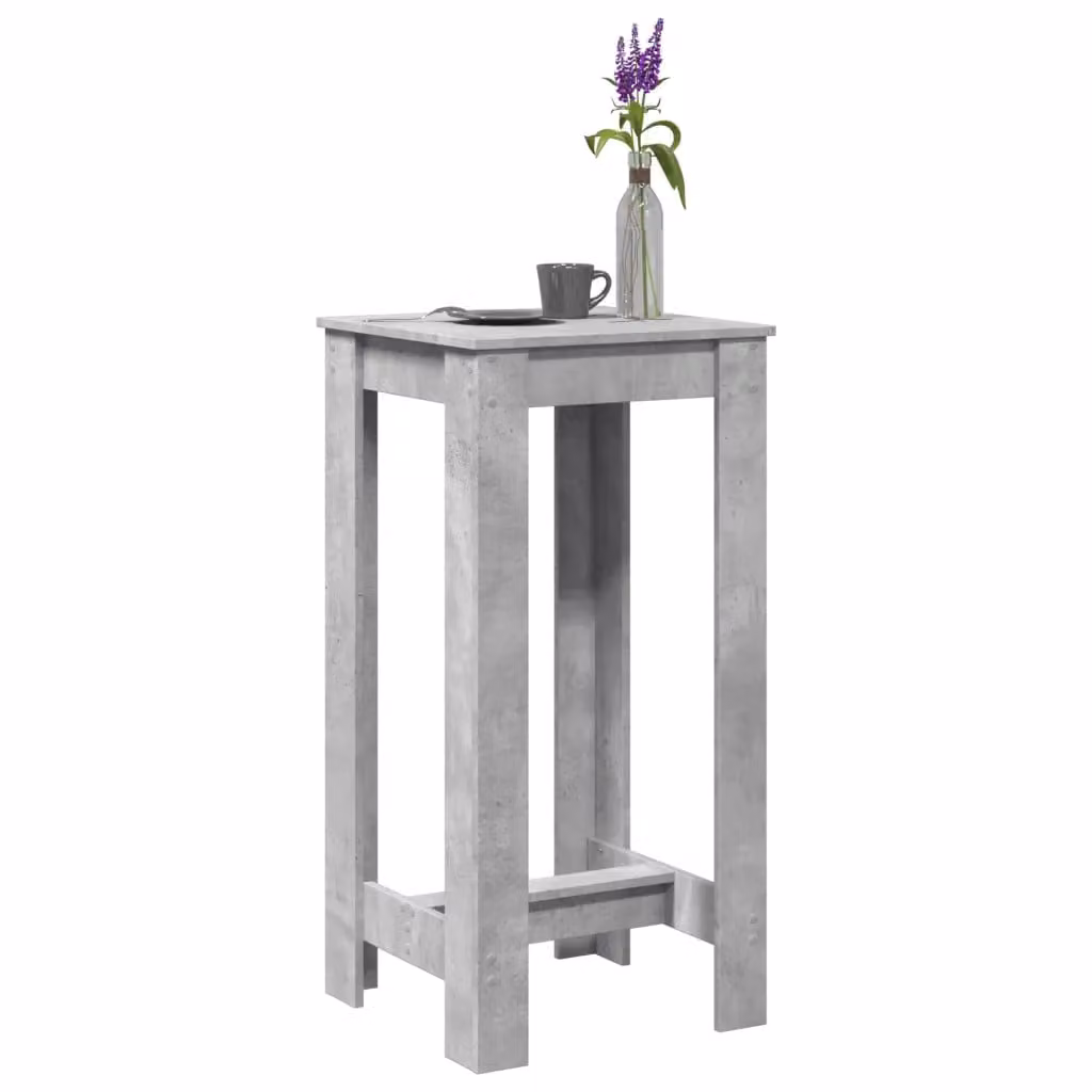 vidaXL Tavolo da Bar Moderno Grigio Cemento in Legno Multistrato L: 51 cm, P: 50 cm, H: 103,5 cm