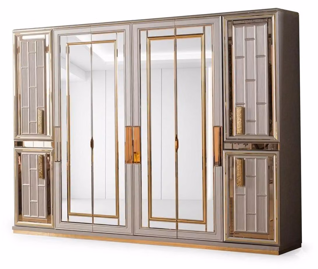 Armadio moderno in tonalità grigie. Armadi eleganti per la camera da letto