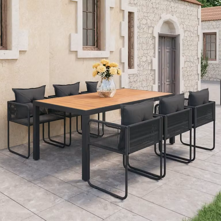 Maison Exclusive - Set da pranzo da giardino 7 pezzi in rattan PVC nero e marrone