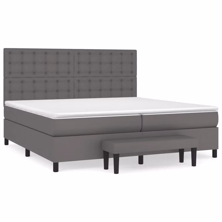 Giroletto a Molle con Materasso Grgio 200x200 cm in Pelle finta