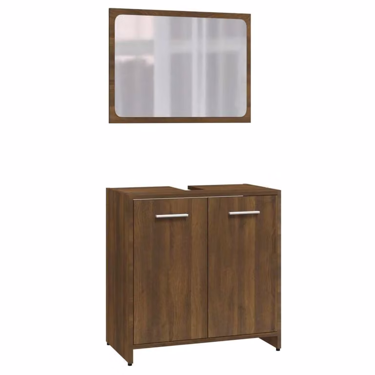 Set Mobili da Bagno Rovere Marrone in Legno Multistrato