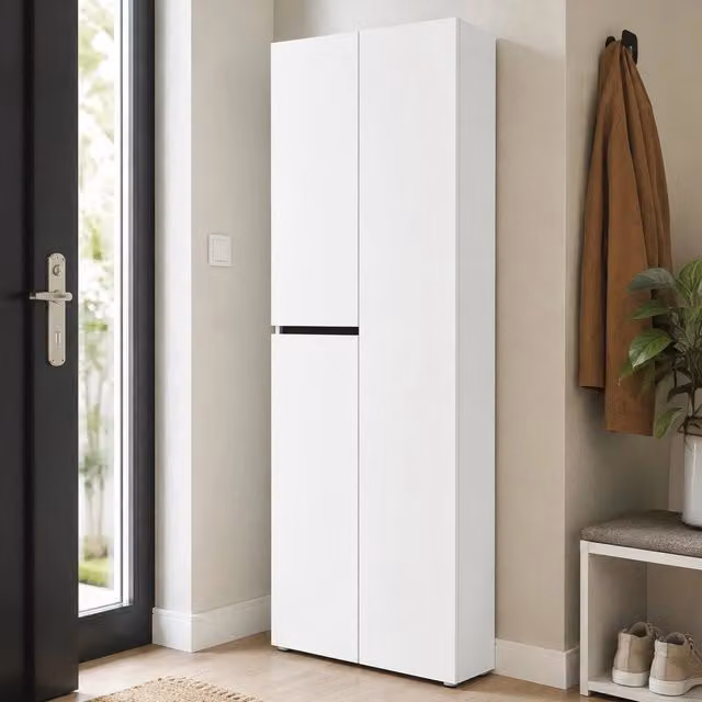 Scarpiera DMORA Moderna con Ante Soft Close, Capacità 42 Paia, L/P/H: 80 x 34 x 200 cm, Bianco Lucido o Antracite Lucido