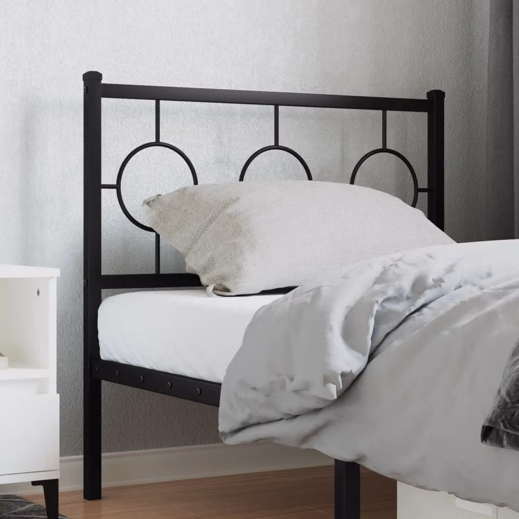 Testiera di ricambio in metallo vidaXL, colore nero laccato, stile classico geometrico, per letto 90x190 cm