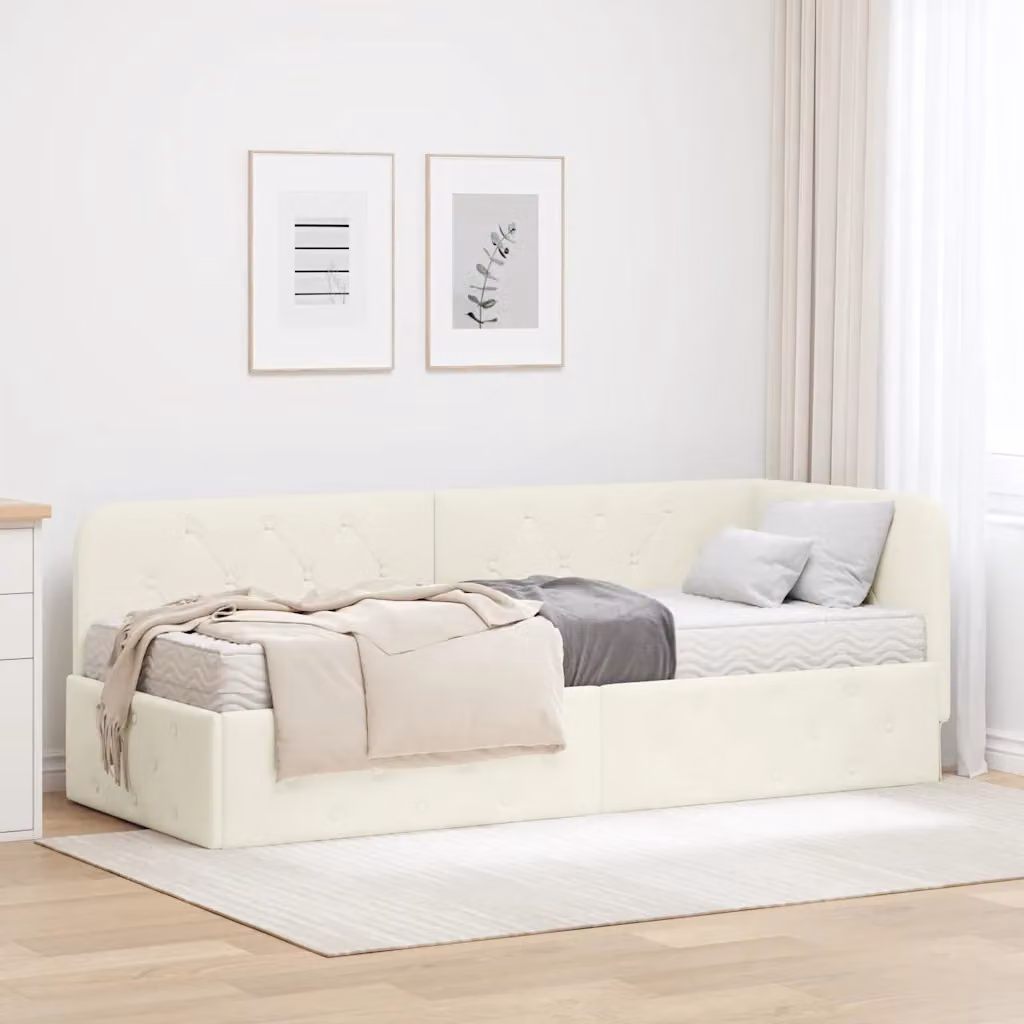vidaXL Chaise Longue ad Angolo Asimmetrica in Velluto Beige L: 200 cm, P: 80 cm, H: 72 cm