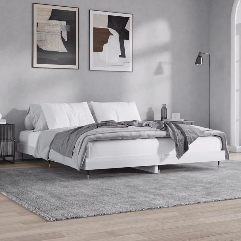 The Living Store Giroletto in legno massiccio bianco lucido 140x200 cm