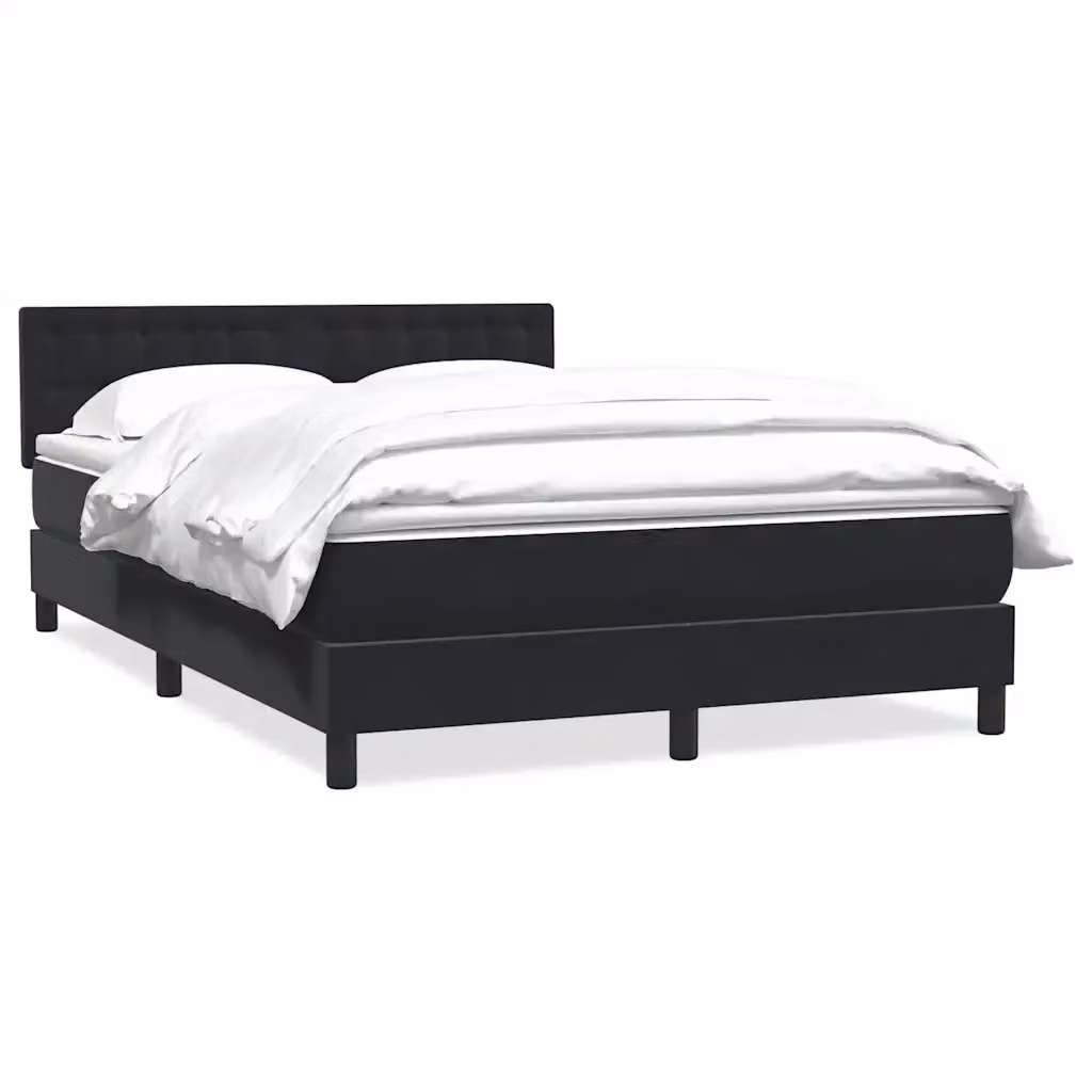 Letto con Giroletto a Molle e Materasso Ibrido vidaXL in Velluto Nero e Bianco L: 160 cm, P: 213 cm – 2