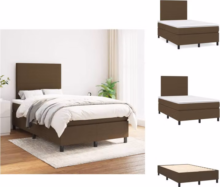 vidaXL Letto a molle con materasso in tessuto marrone scuro 120x200 cm - Letti e strutture letto