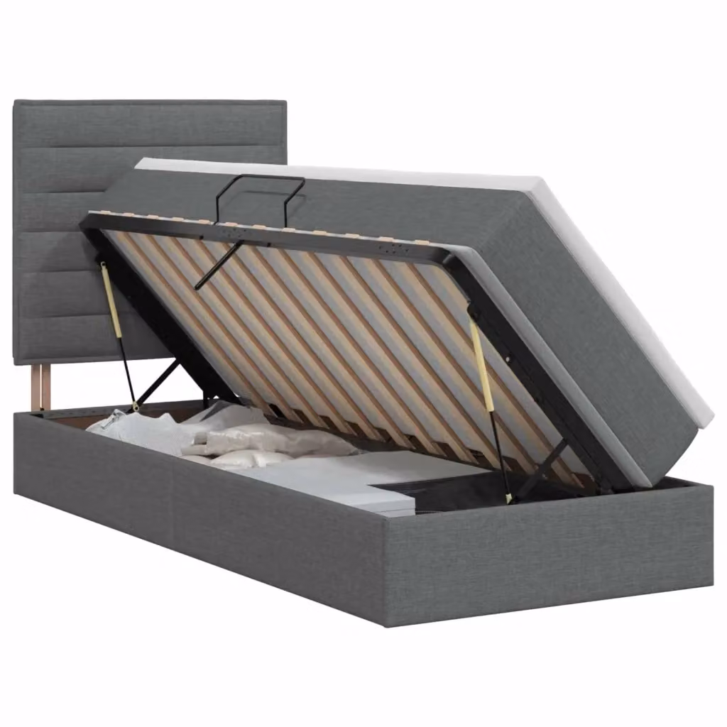 Letto con contenitore e materasso vidaXL in tessuto grigio con base a sollevamento L: 100 cm, P: 200 cm, H: 140 cm – 2