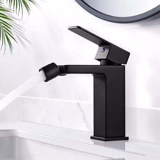 Ibenzoa® Rubinetto bidet monocomando nero – Bocchetta girevole a 360°, per acqua calda e fredda, resistente alla corrosione, flusso d'acqua ridotto, facile installazione in bagno