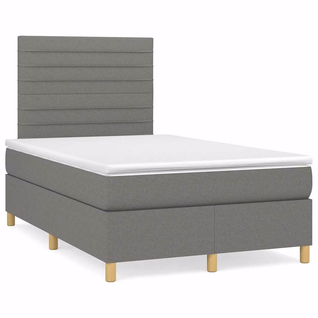 Letto con Materasso a Molle e Illuminazione LED vidaXL in Tessuto Grigio, L/P/H: 120 x 200 x 123 cm