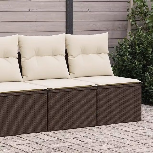 Set Divano da Giardino 4 Pezzi vidaXL in Polyrattan Marrone con Cuscini Imbottiti e Rivestimenti Rimovibili