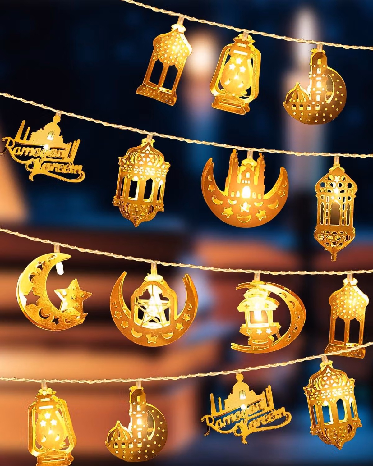 12 lanterne LED per il Ramadan, alimentate a batteria, impermeabili, colore bianco