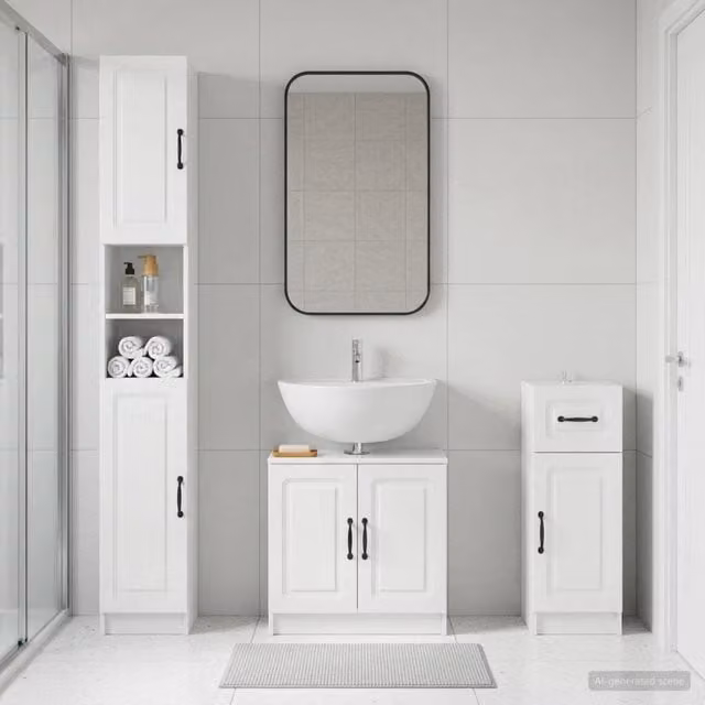 Set di armadietti da bagno in 3 pezzi UTRECHT Bianco Lucido 3417895