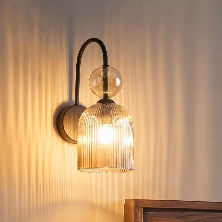 Applique da parete Sophia TK Lighting, dimmerabile, Alluminio / Grigio / Zincato, Soggiorno / Sala da pranzo, Vetro, Applique