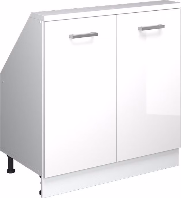 Mobile cucina sottotetto Vicco R-Line Bianco lucido 80 cm con 2 porte, Model 58090