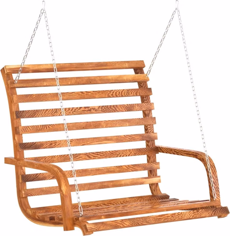 Panca a Dondolo in Legno Ricurvo Finitura Teak 126x63x92 cm