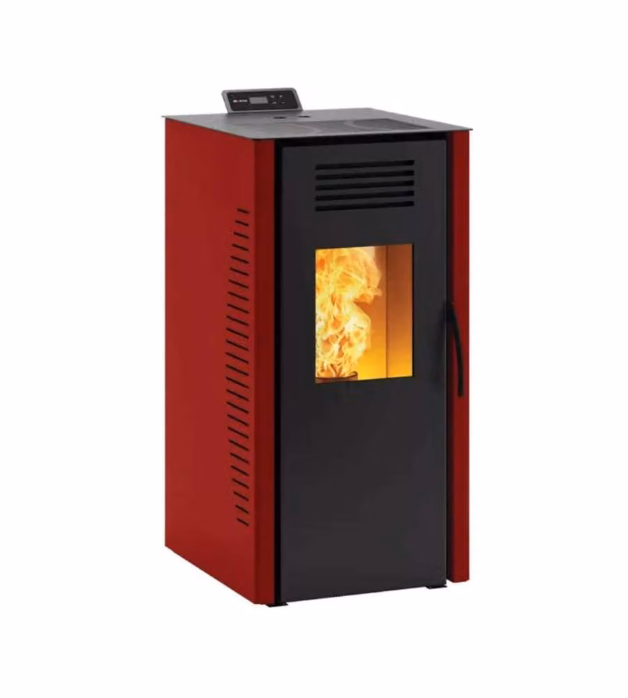 Invicta Stufa a Pellet Burano 8 kW Rosso - WiFi - 47x56x105 cm