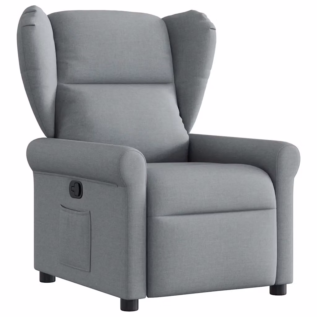 Poltrona Reclinabile Relax vidaXL in Tessuto Grigio con Braccioli e Leva Manuale – 2