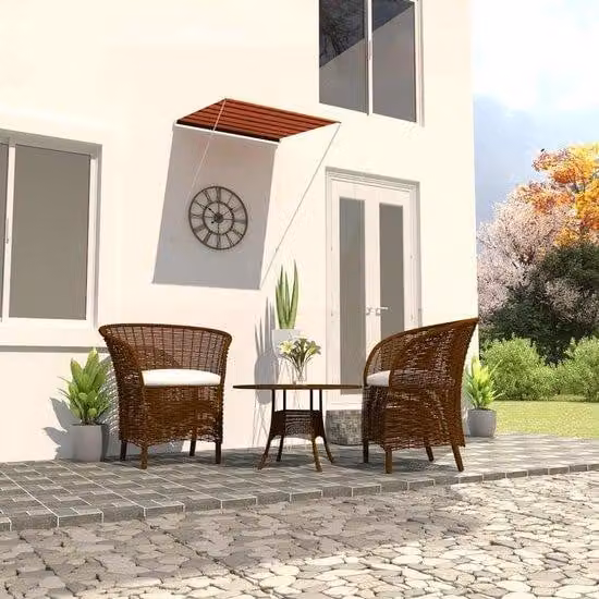 Tenda da sole artigianale - Estensibile - 100x150 cm - Arancione e marrone - Resistente ai raggi UV e idrorepellente - Tenda da sole per balconi, finestre e terrazze