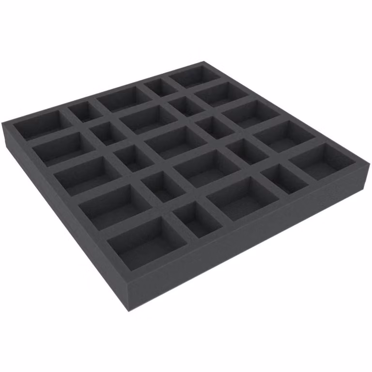 Inserto in schiuma con 25 scomparti per giochi da tavolo, 295 x 295 x 35 mm