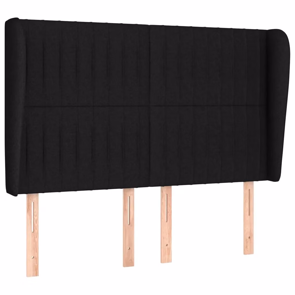 Testiera ad orecchio vidaXL in tessuto nero con struttura in legno L: 147 cm, P: 23 cm, H: 118/128 cm – 3