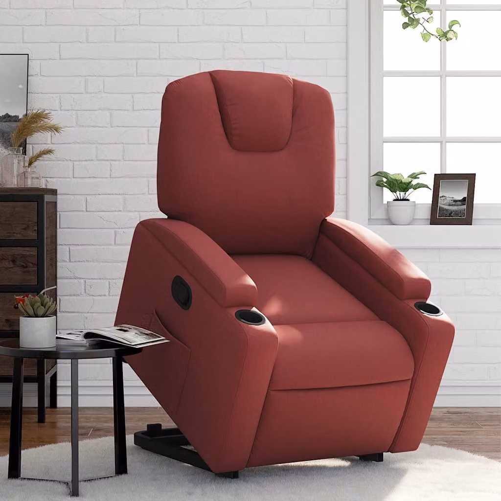 vidaXL Poltrona Alzapersona Reclinabile con Assistenza Elettrica in Similpelle Rossa – 1