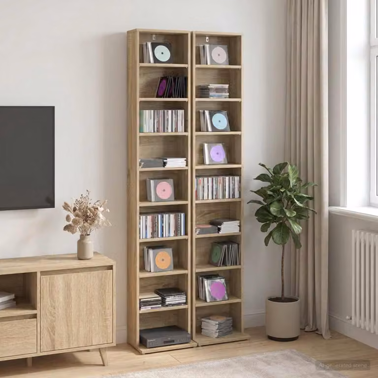 Set di 2 Mobile per CD vidaXL in Rovere Sonoma, L 33 cm x P 23,5 cm x H 175 cm