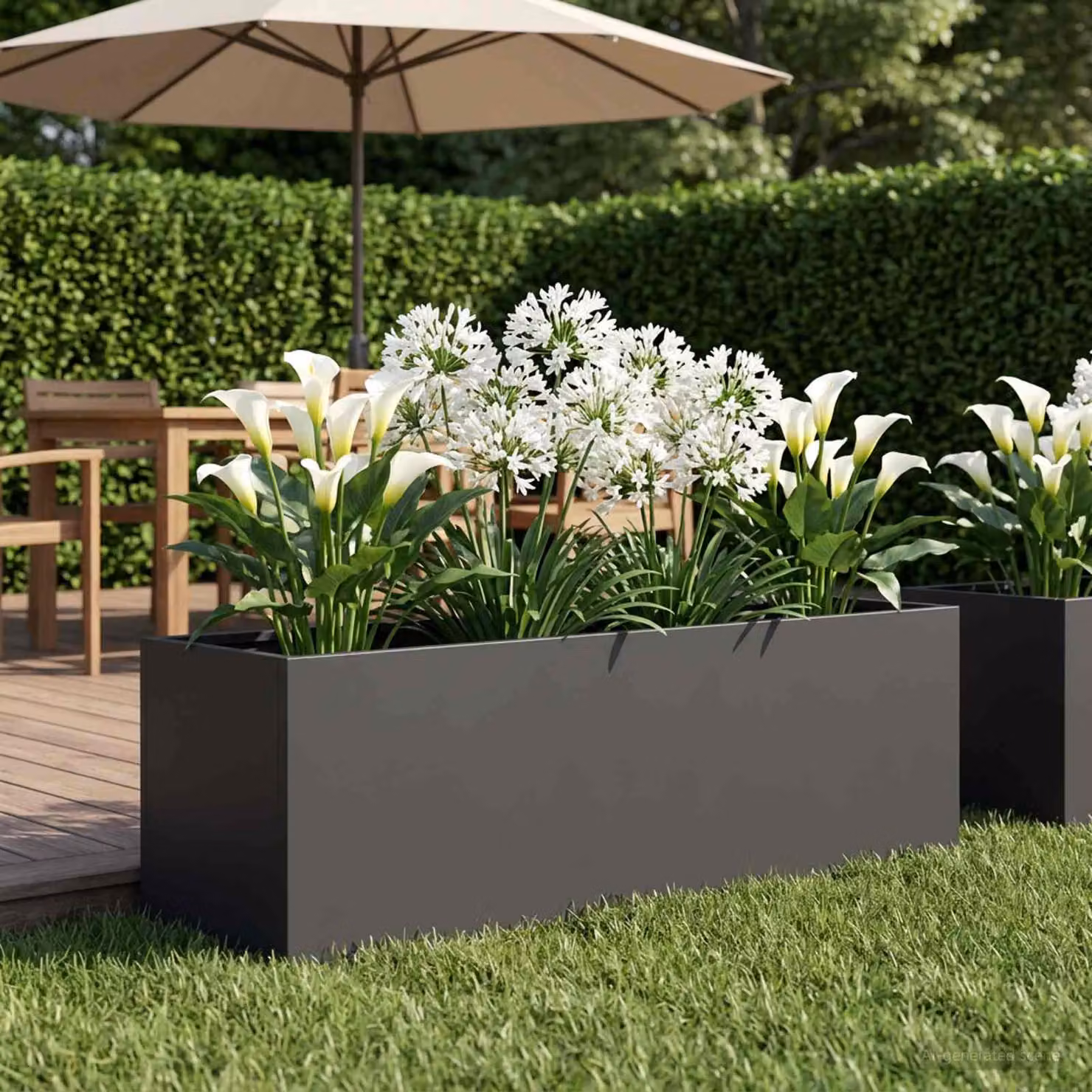 Vaso da giardino vidaXL in acciaio nero, L: 80 cm, P: 30 cm, H: 30 cm