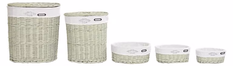 Set di cesti portaoggetti, 5 pezzi, in poliestere, dimensioni 51x37x56 cm, multicolore