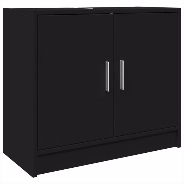 Mobile sottolavabo moderno con ampio spazio contenitivo 63 x 29 x 55 cm legno composito nero 02_0049521