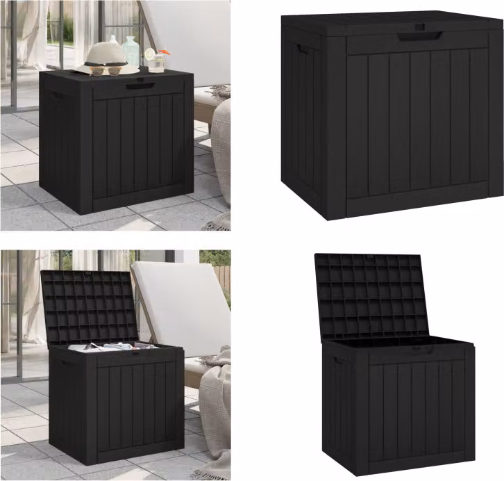 vidaXL Cassetta da giardino nera 55,5x43x53 cm in polipropilene - Cassapanca da giardino - Cassetta da giardino - Cassetta portaoggetti
