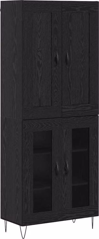 Credenza Rovere Nero 69,5 x 34 x 180 cm Legno multistrato
