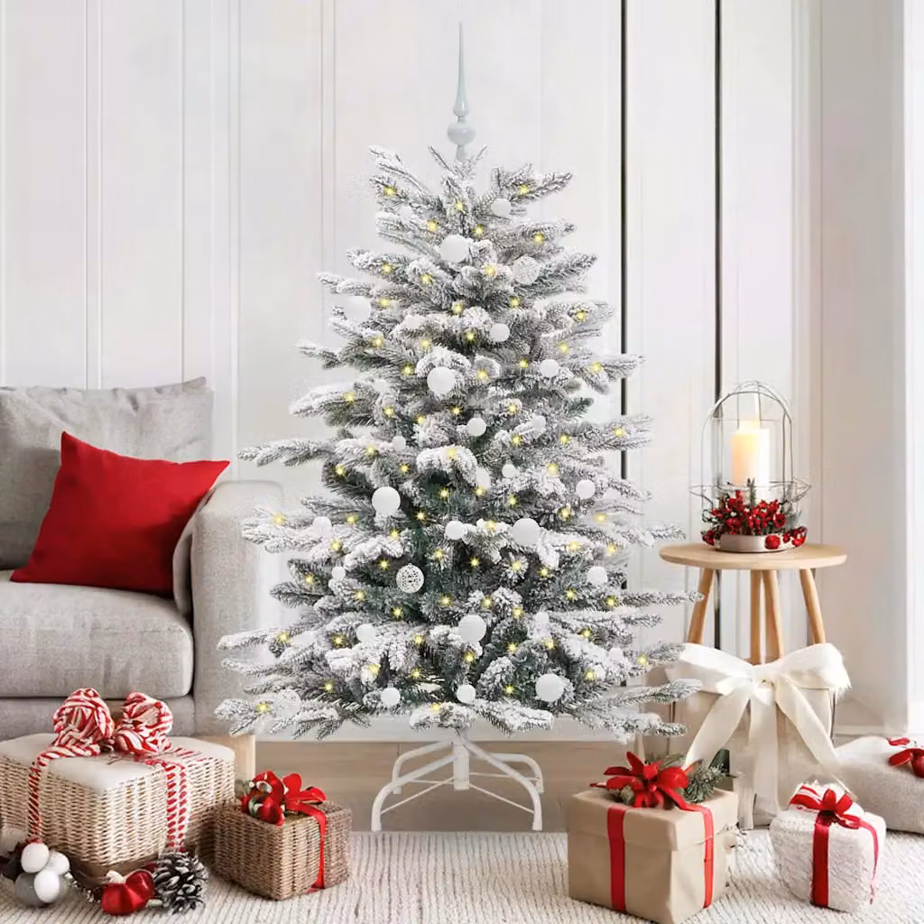 Albero di Natale Artificiale Moderno vidaXL Bianco con Luci LED Warm White, Altezza: 150 cm