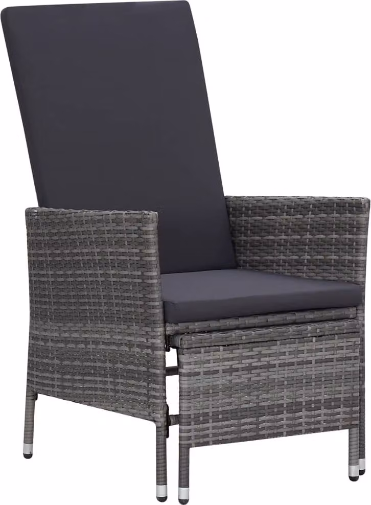 Set Divani da Giardino 2 pz con Cuscini in Polyrattan Grigio